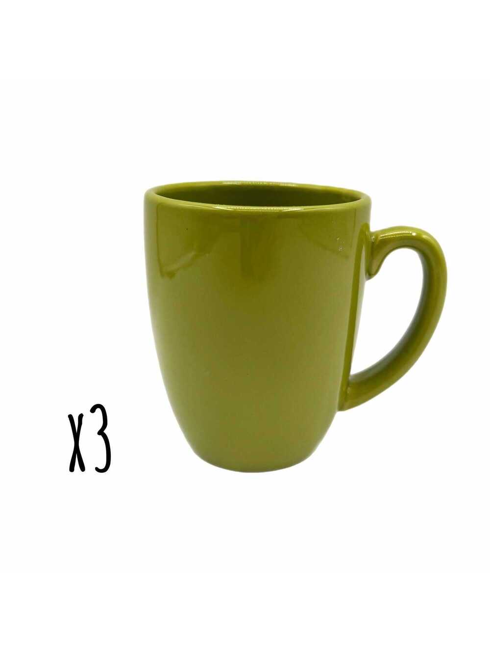 Set of 3 Vintage Corelle Coordinates Corning Lime Green Stoneware Coffee Mugs
